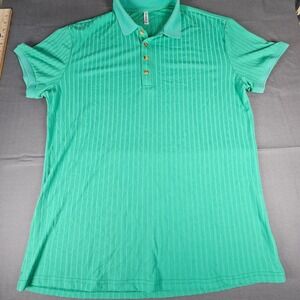 NITAGUT Men's L Green Ribbed Polo Shirt Short Sleeve Casual Golf Athleisure
